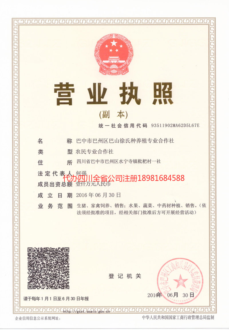 宜宾市宜宾市巴山徐氏种养殖专业合作社